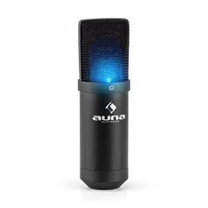 Auna MIC-900B-USB Kondensator Mikrofon für Studio-Aufnahmen inkl. Spinne mit blauer LED-Beleuchtung (16mm Kapsel, Nierencharakteristik, 320Hz - 18KHz, Plug & Play) schwarz - 2