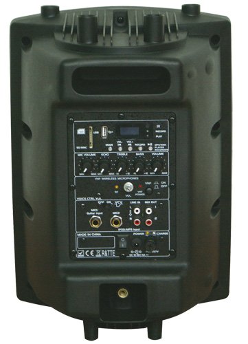 Ibiza Port8VHF-N DJ PA Karaoke Anlage mobile PA-Box Lautsprecherbox (Akku-Betrieb, Trolley, Mp3-fähige USB-SD-Slots, 400W, Fernbedienung, 2x Mikrofon) schwarz - 1