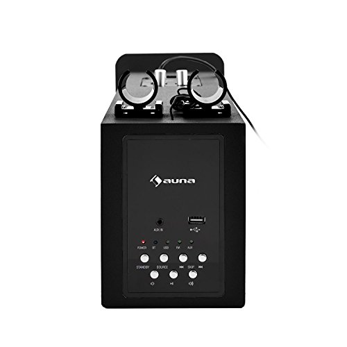 auna Karaboom Lautsprecher Karaoke Anlage Kinder Karaoke Set mit 2 Mikrofone (USB-Player, Smartphone Handy Bluetooth Streaming, mit UKW-Radio) schwarz - 1