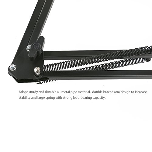 Foxnovo Dauerhafte Rundfunk Studio Mikrofon Mic Aussetzung Boom Scissor Arm Ständer (schwarz) - 1