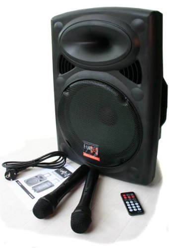 Mobile PA Sound Anlage Akku-MP3-USB-SD inkl. Funkmikrofone 700W Soundsystem E-Lektron EL30-M - 1