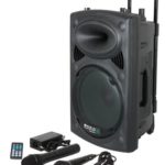 Ibiza Port8VHF-N DJ PA Karaoke Anlage mobile PA-Box Lautsprecherbox (Akku-Betrieb, Trolley, Mp3-fähige USB-SD-Slots, 400W, Fernbedienung, 2x Mikrofon) schwarz - 1