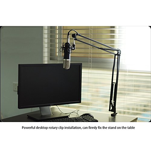 Foxnovo Dauerhafte Rundfunk Studio Mikrofon Mic Aussetzung Boom Scissor Arm Ständer (schwarz) - 1