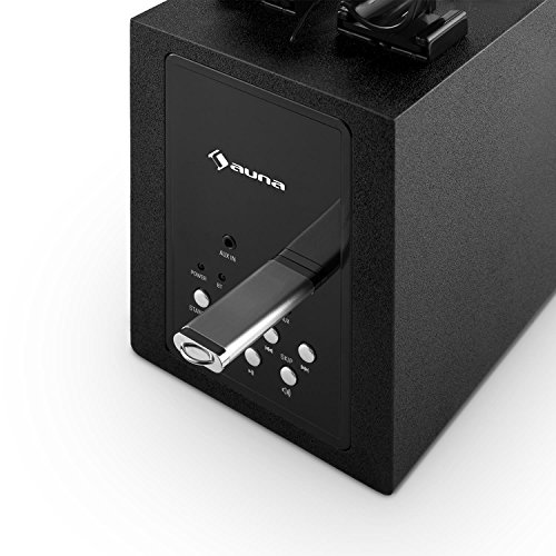 auna Karaboom Lautsprecher Karaoke Anlage Kinder Karaoke Set mit 2 Mikrofone (USB-Player, Smartphone Handy Bluetooth Streaming, mit UKW-Radio) schwarz - 1