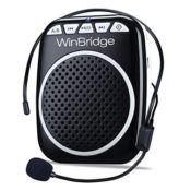 WinBridge WB001 Ultraleicht Stimmverstärker Tragbarer Sprachverstärker mit Mikrofon unterstützt das MP3 Audioformat für Reiseführer, Lehrer, Trainer, Vorträge, Kostüme, Usw.-Schwarz - 1