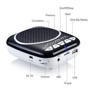 WinBridge WB001 Ultraleicht Stimmverstärker Tragbarer Sprachverstärker mit Mikrofon unterstützt das MP3 Audioformat für Reiseführer, Lehrer, Trainer, Vorträge, Kostüme, Usw.-Schwarz - 2