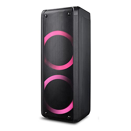 Reflexion PS09BT DJ Karaoke PA-Anlage, mobil mit Akku und Lichteffekten (Bluetooth, True Wireless Stereo, Radio, USB, AUX, Mikrofon, 500 Watt), schwarz